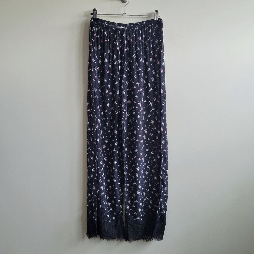 Victorias Secret Silky Satin Pajama Pants‎ Floral Lace